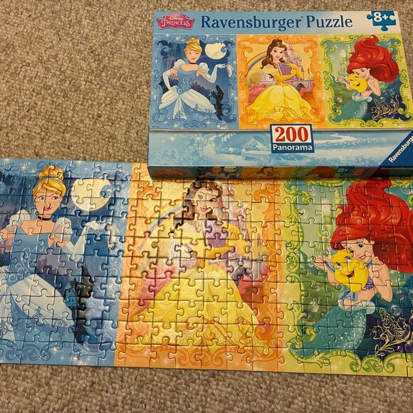 Ravensburger Disney Princess Puzzles Belle, Ariel, Cinderella 100, 200 pieces - Picture 2 of 7